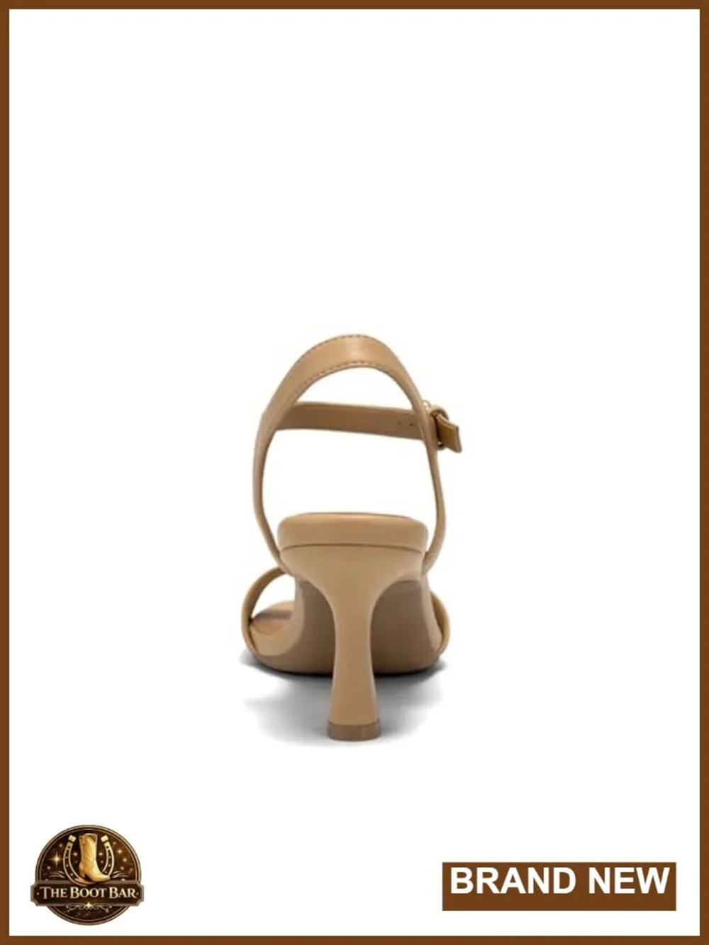 Heeled Sandals with Spool Heel Ankle Strap Faux Leather Memory Foam
